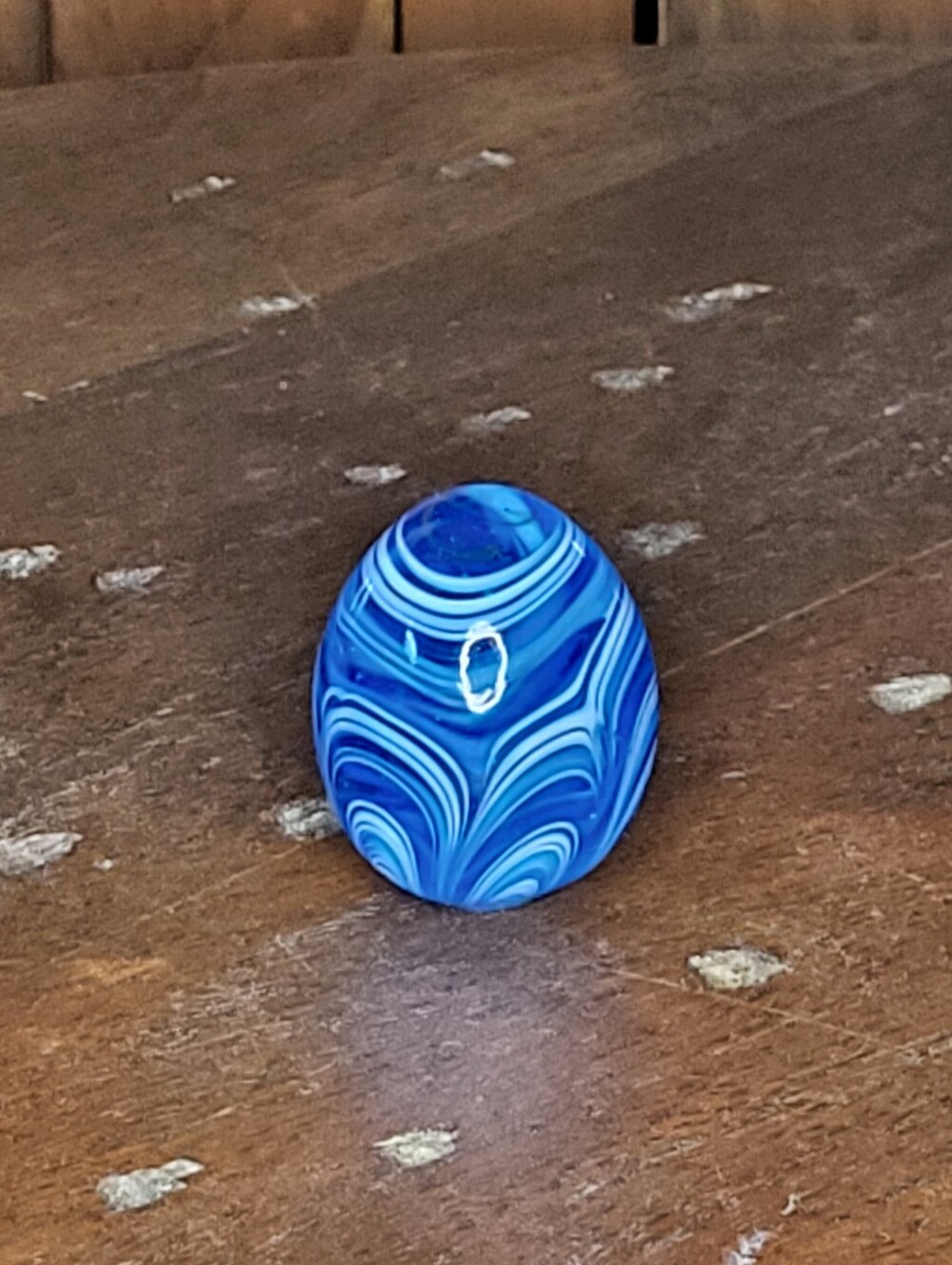 Blue Swirl Glass Egg Decorative Accent - Picture 4 of 6